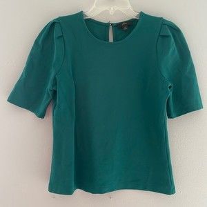 J.Crew Women's Size Small Green Ruched Short Sleeve Top